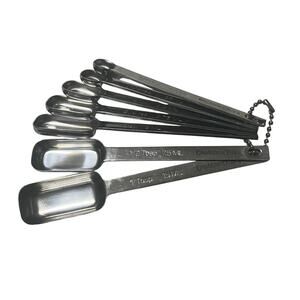 Vtg King Arthur Flour Measuring Spoons 18/8 Stainless Engraved English Metric